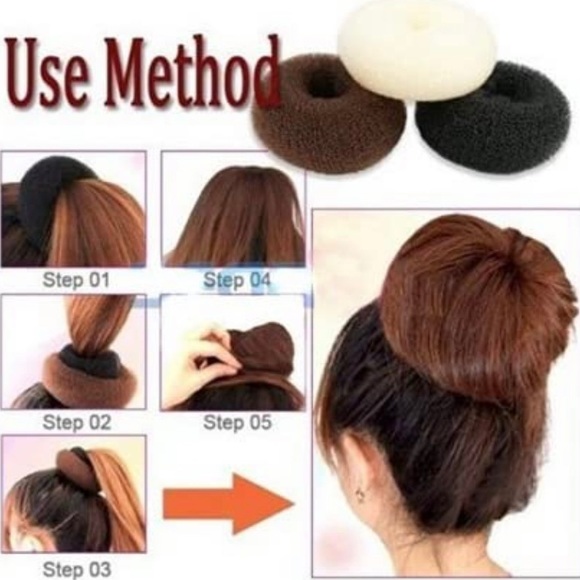 3/$25💥 NWOT Bun Donut Form Sponge Hair Accessory Medium Size black - Picture 5 of 8